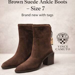 Vince Camuto Brown Suede Ankle Boots